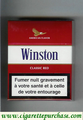 Winston with eagle from above on the top American Flavor Classic Red 25s cigarettes hard box